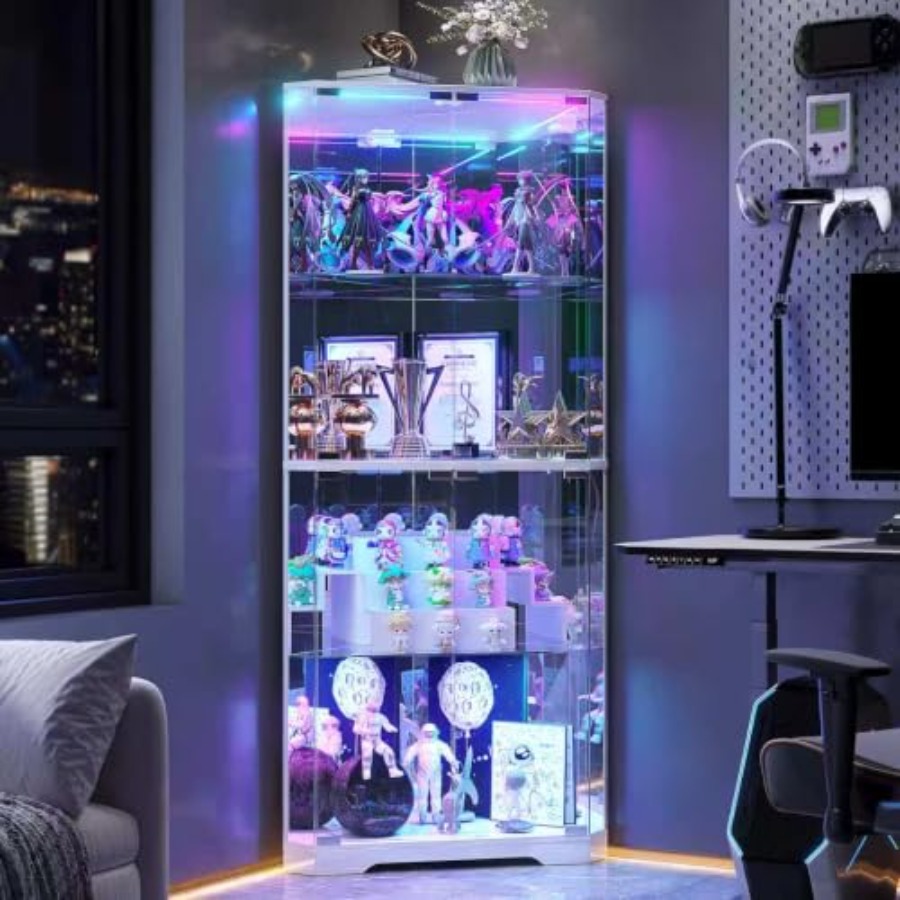 Glass Cabinet Display - Vitrina de esquina alta de 64.7