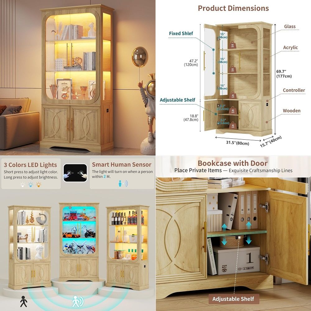 Glass Cabinet Display - Vitrina con Puertas de Vidrio y