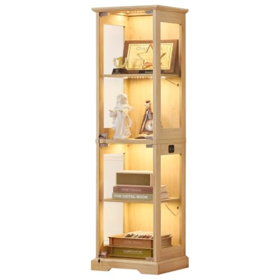 Glass Cabinet Display - Vitrina estrecha de cristal estilo rústico