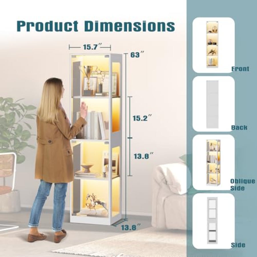 Vitrina de cristal con luces R - Glass Cabinet Display reseña y precio