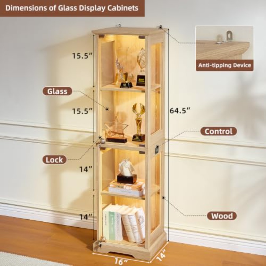 Vitrina estrecha de cristal es - Glass Cabinet Display reseña y precio