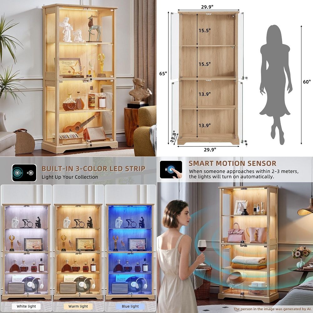 Vitrina de cristal estilo rúst - Glass Cabinet Display reseña y precio